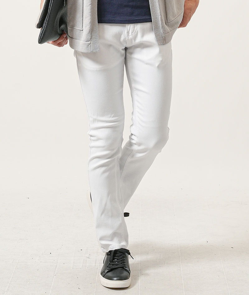 40代メンズ3点コーデセット　グレー5分袖カーディガン×ネイビー半袖Tシャツ×白スリムテーパードチノパンツ