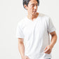 40代メンズ夏の3点コーデセット　グレー5分袖サマーカーディガン×白半袖Tシャツ×ブリーチアンクルデニムパンツ
