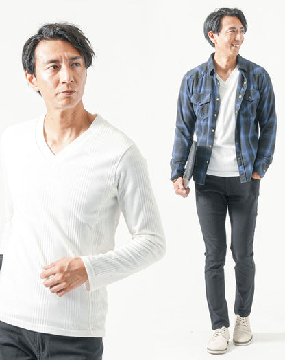 40代メンズ全身3点コーデセット　ブルー長袖長袖チェックシャツ×白長袖Tシャツ×黒ストレッチチノパンツ 40代 秋服 春服 マネキン買い チェックシャツ カットソー チノパン アメカジ スリム 細身 全身 男性 デート 服装 コーディネート アウター インナー ズボン ボトムス ちょいワル イケオジ カジュアル 大きいサイズ