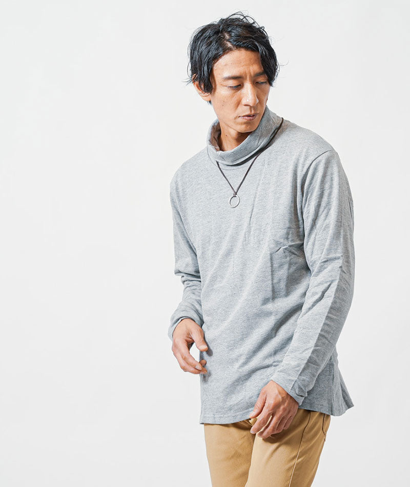 40代メンズ冬のトップス3点コーデセット　ネイビーダウンジャケット×ワインニットアウター×グレータートルネックTシャツ