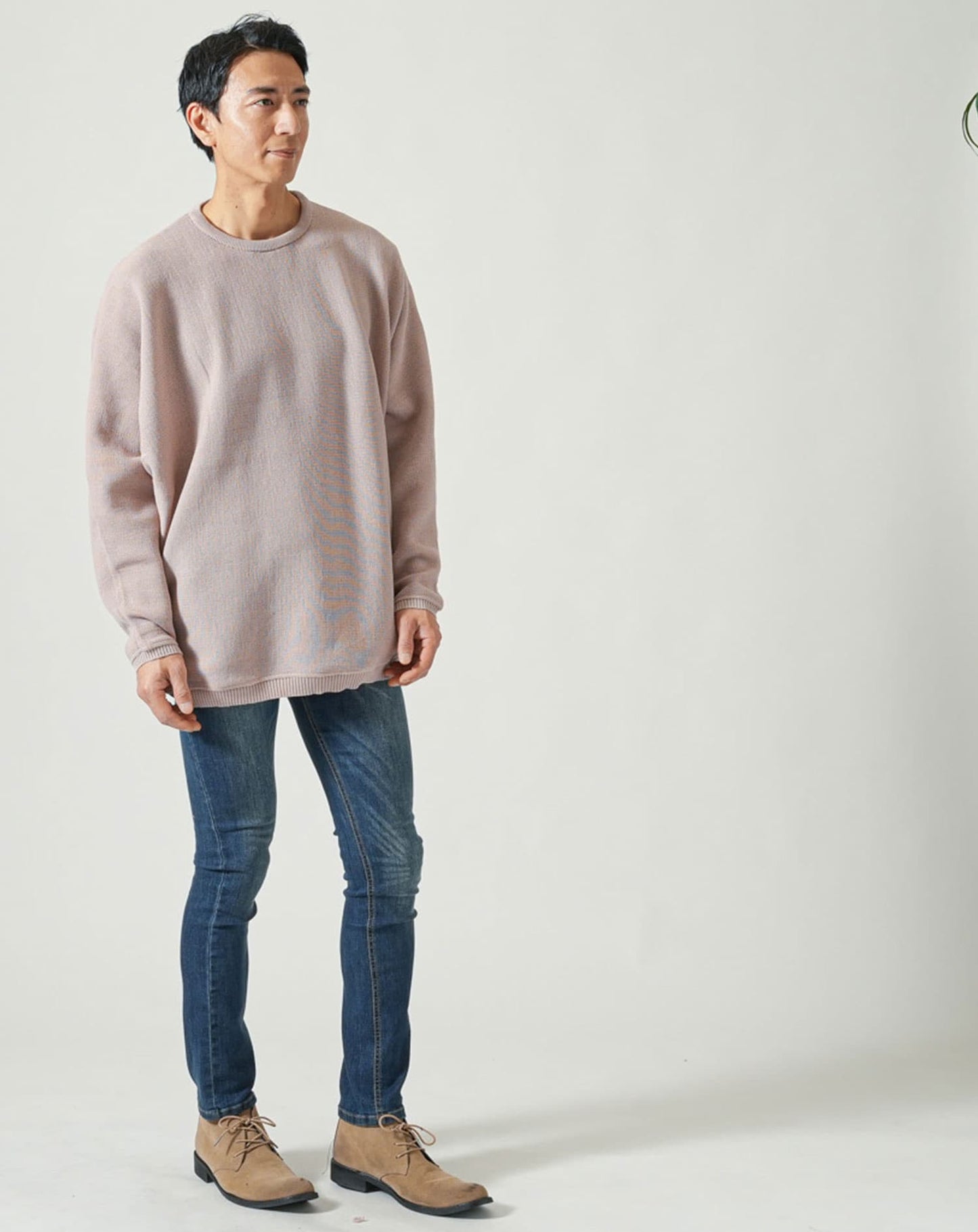 ドルマンスリーブゆったり長袖クルーネックニット