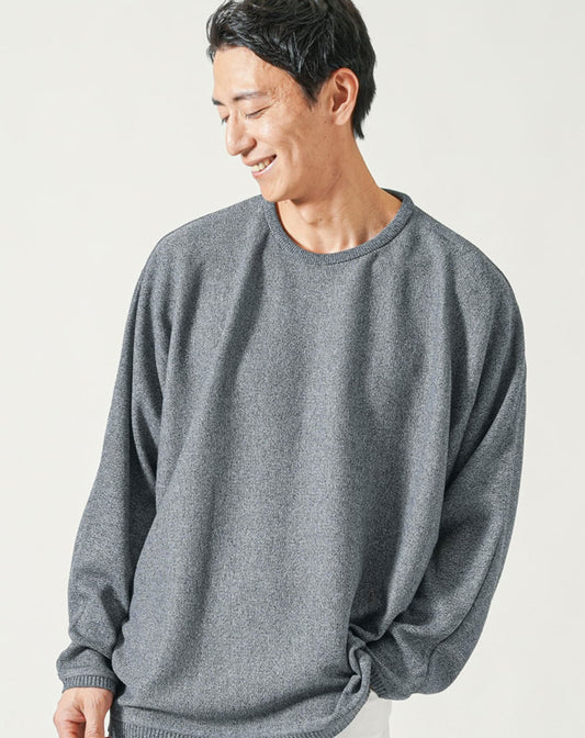 ドルマンスリーブゆったり長袖クルーネックニット