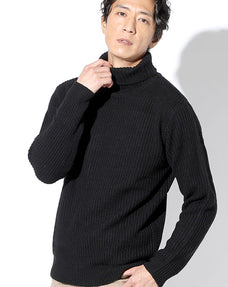 7G片畦タートルネックニットセーター