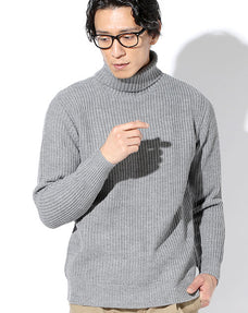 7G片畦タートルネックニットセーター