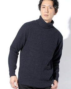 7G片畦タートルネックニットセーター