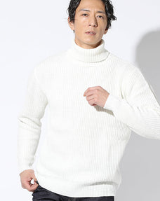 7G片畦タートルネックニットセーター Biz