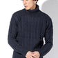 7Gケーブル編みタートルネックニットセーター Biz