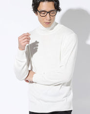 ウール混アンチピリングストレッチタートルネックニットセーター Biz