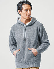 裏ボア素材プルオーバー長袖ニットパーカー