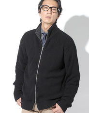 綿100%ゆったりシルエットダブルジップスタンドカラードライバーズニット Biz