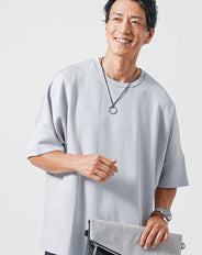 接触冷感ドルマンスリーブオーバーサイズ半袖クルーネックTシャツ