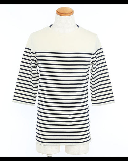 フェイクレイヤードデザインパネルボーダー7分袖カットソー