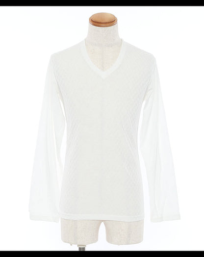 ブロックチェックジャガードデザイン長袖カットソー