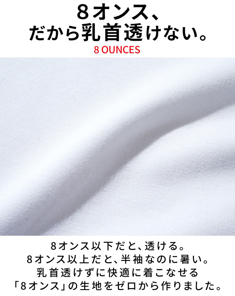 接触冷感＆乳首が透けにくいスリムフィット半袖VネックTシャツ