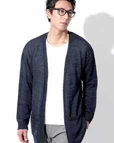 麻タッチロングカーディガン