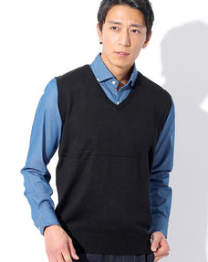 ドライタッチシンプルVネックニットベスト