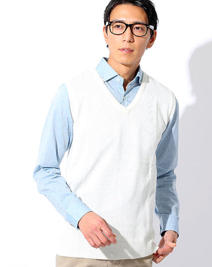 ドライタッチシンプルVネックニットベスト Biz