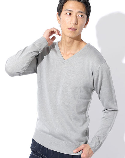 ドライタッチシンプルVネックニットセーター Biz