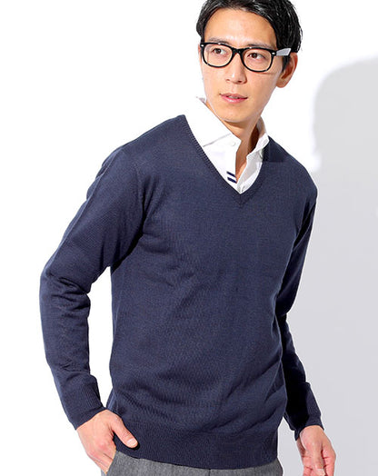 ドライタッチシンプルVネックニットセーター Biz