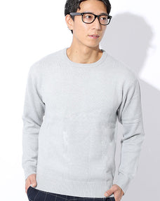 抗ピリングクルーネックニットセーター