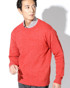 抗ピリングクルーネックニットセーター