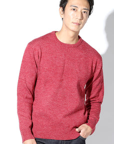 抗ピリングクルーネックニットセーター