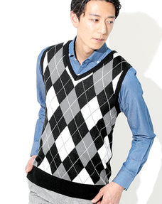 前身頃柄ニットベスト