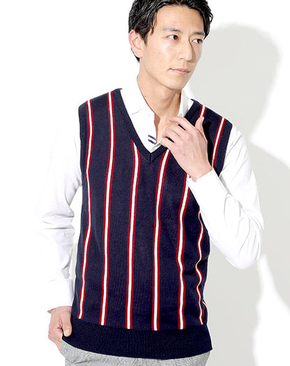 前身頃柄ニットベスト Biz