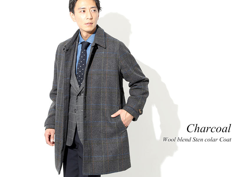 チェック柄グレーカジュアルデザインチェスターコート