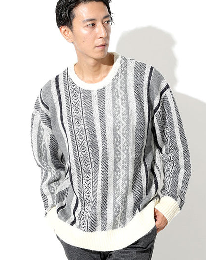 モヘアタッチ起毛ルーズシルエットクルーネックニットセーター Biz