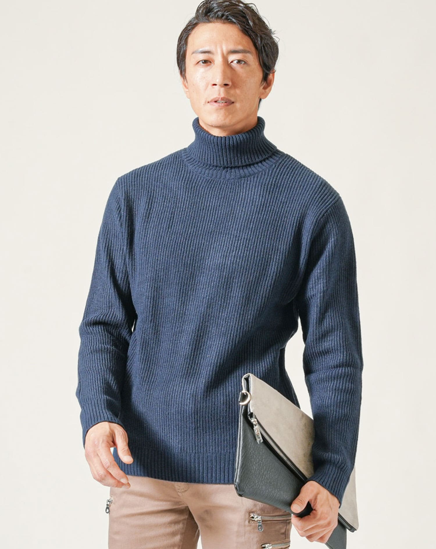 タートルネック ニット メンズ セーター 形態安定加工 かっこいい モテ