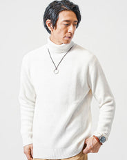 形態安定加工畦編みタートルネックニット