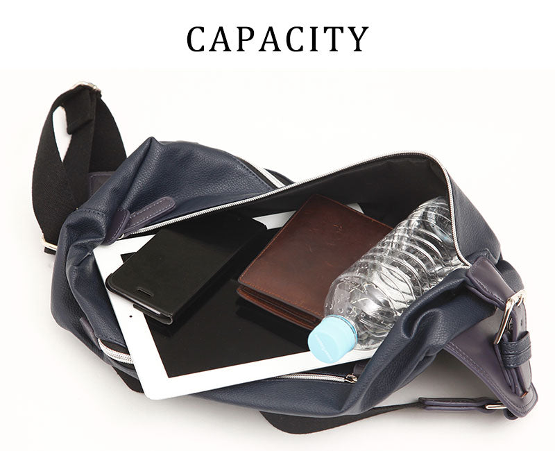 PUレザー3ジップボディバッグ