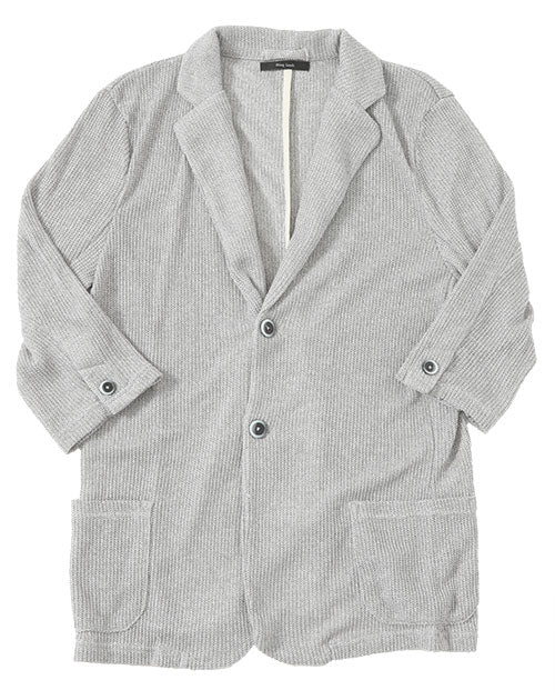 「セール品」タック編みデザインニットソー７分袖テーラードジャケット