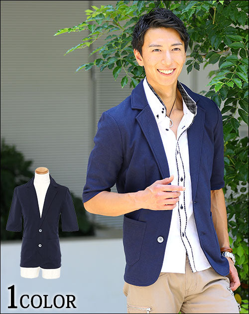 カルゼ６分袖テーラードジャケット