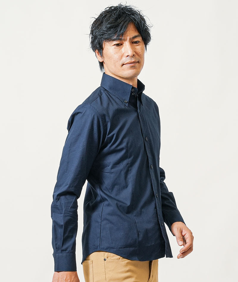 40代・50代の方におすすめ日本製ボタンダウン長袖ブロードシャツ