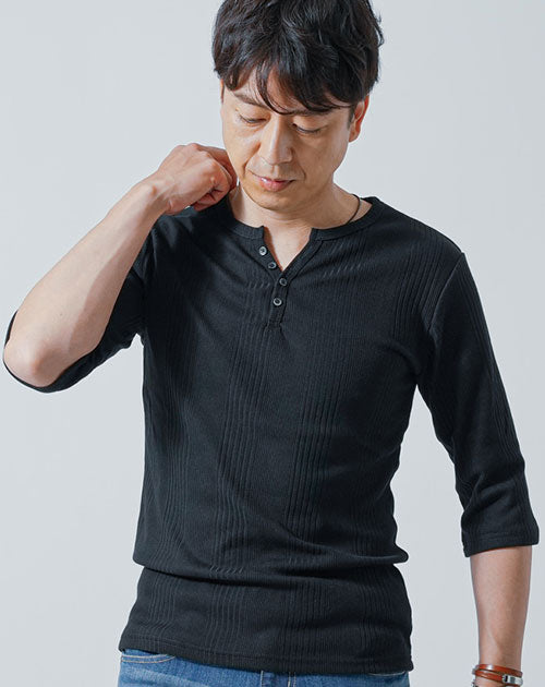 40代 50代男性におすすめ ヘンリーネック Tシャツ カットソー メンズ 7