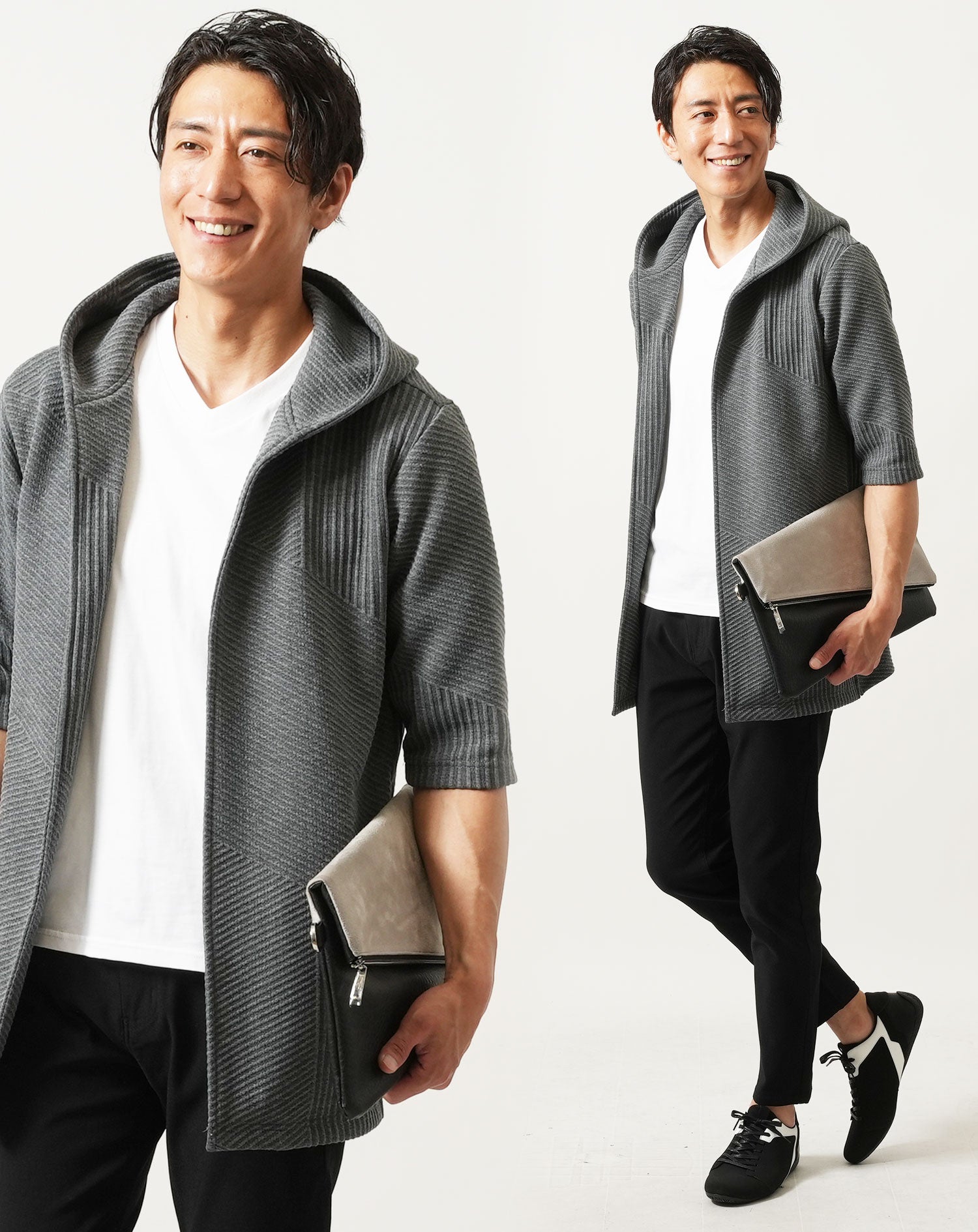 50代 マネキン買い 夏服 パーカー 上着 カットソー チノパン スリム
