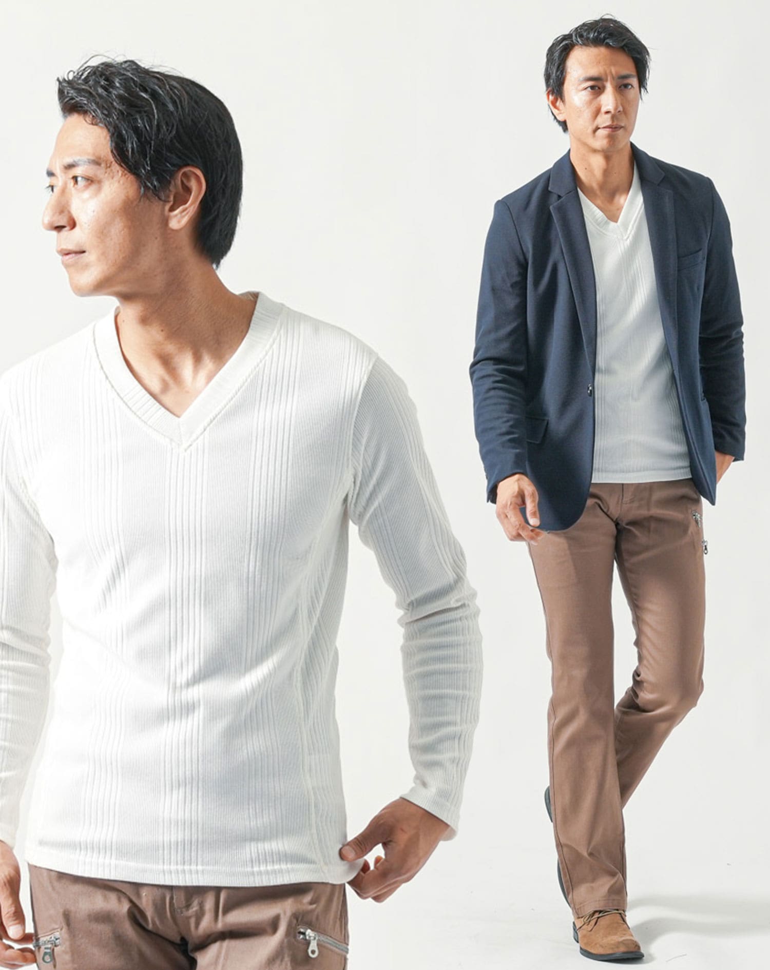 ホワイト/ネイビー フード付きジャケットとパンツセット ホワイト/ネイビー フード付きジャケットとパンツセット