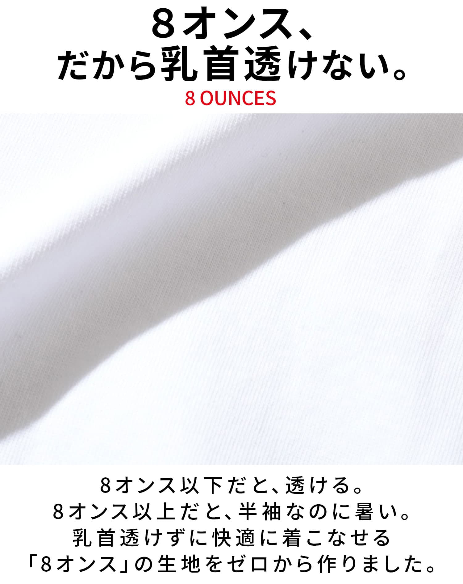 乳首が透けにくい厚手生地クルーネック・Vネック半袖Tシャツ
