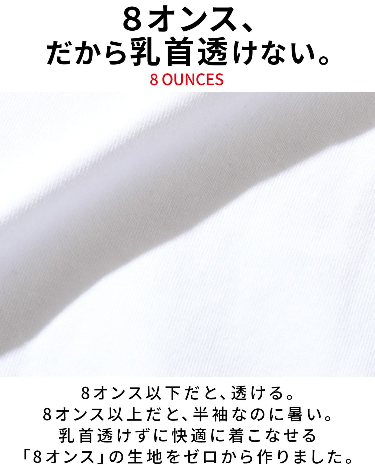 乳首が透けにくい厚手生地クルーネック・Vネック半袖Tシャツ
