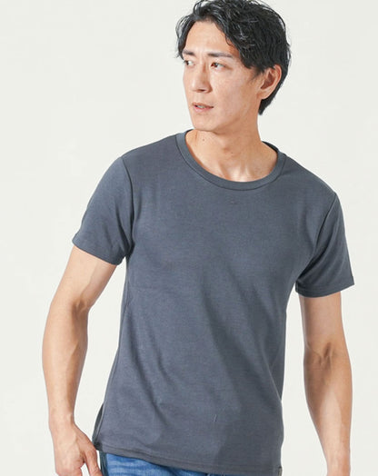 乳首が透けにくい厚手生地クルーネック・Vネック半袖Tシャツ