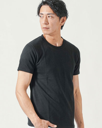 乳首が透けにくい厚手生地クルーネック・Vネック半袖Tシャツ