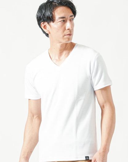 乳首が透けにくい厚手生地クルーネック・Vネック半袖Tシャツ