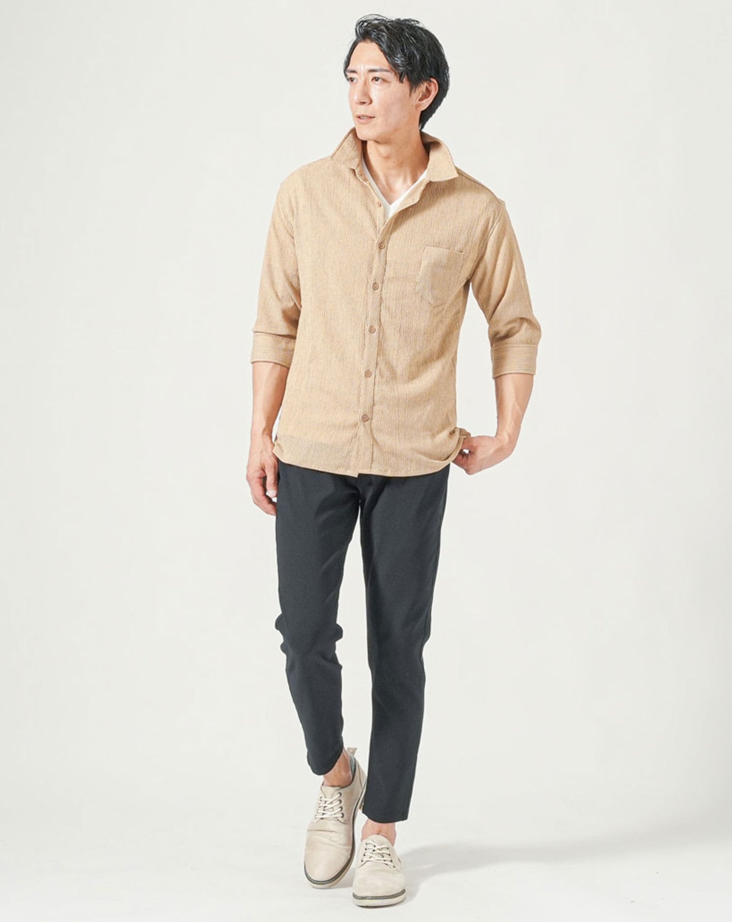 ベージュ　H183cmW63kg 着用サイズ:Ｌ