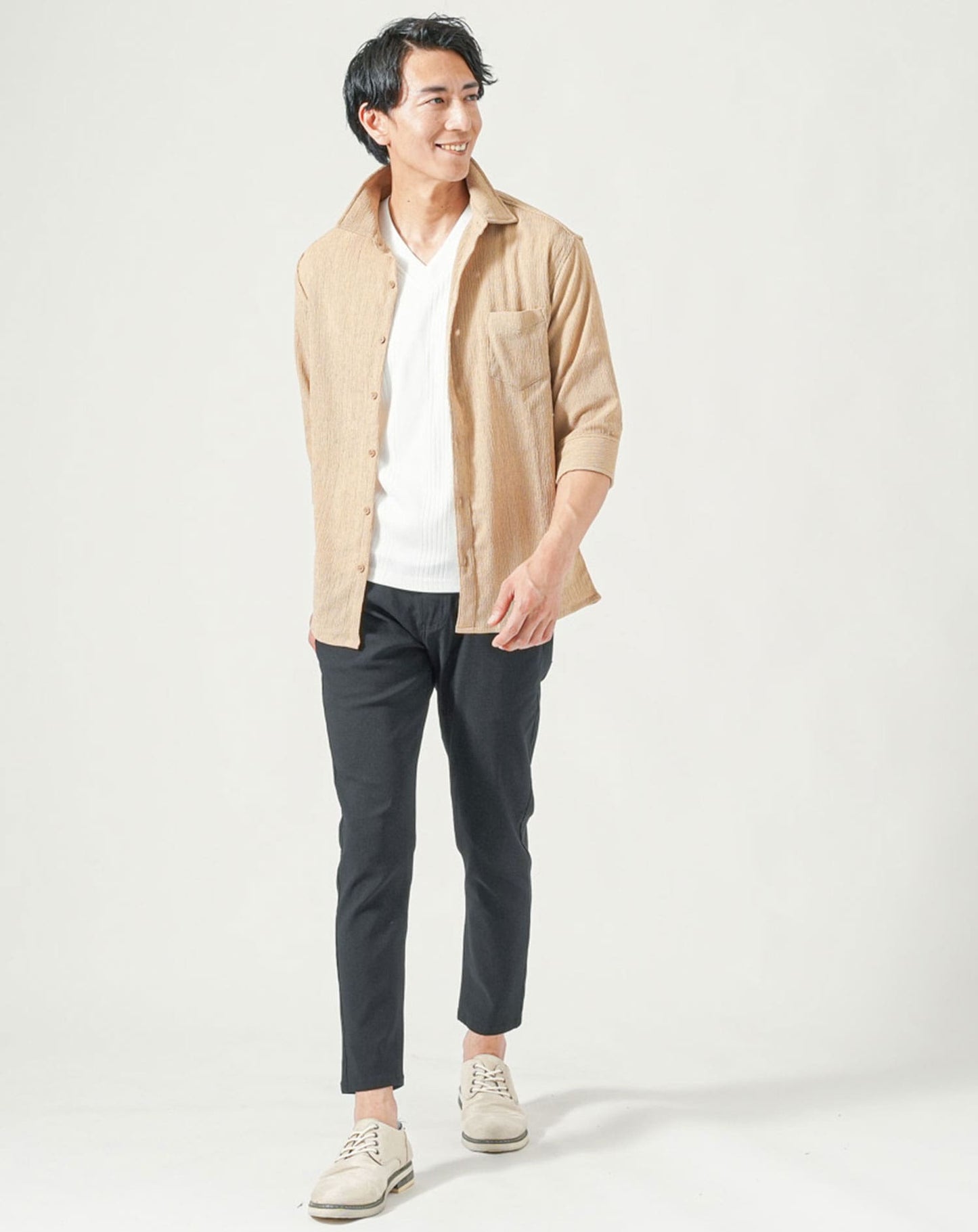 ベージュ　H183cmW63kg 着用サイズ:Ｌ