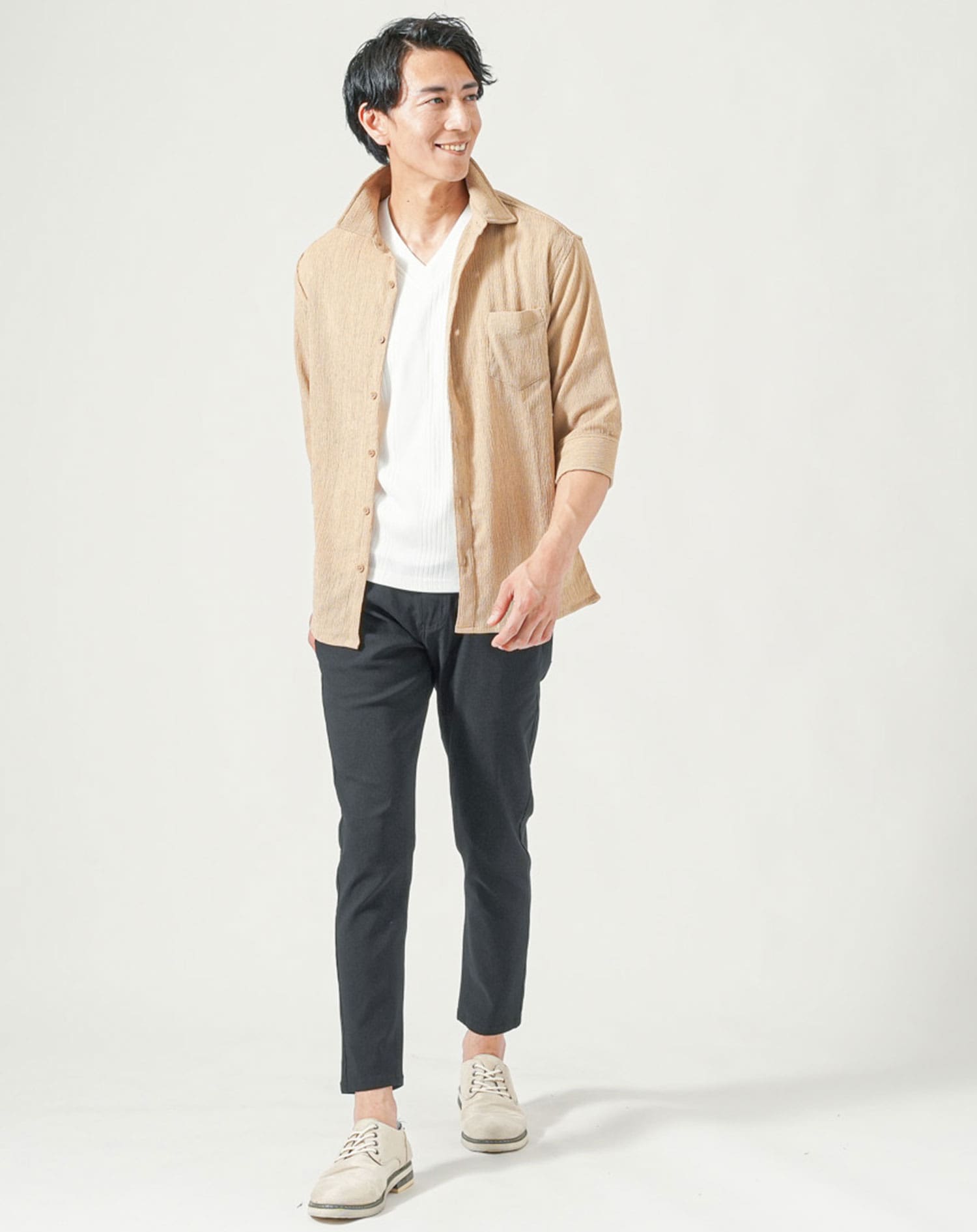 ベージュ　H183cmW63kg 着用サイズ:Ｌ