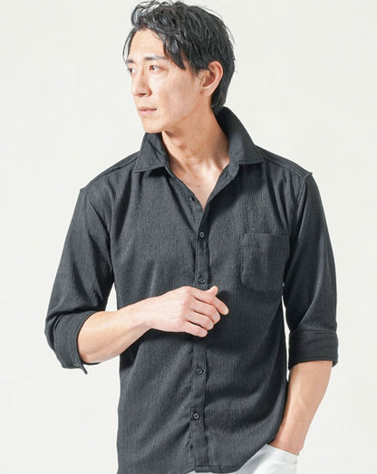 楊柳ストレッチスリムフィット7分袖シャツ