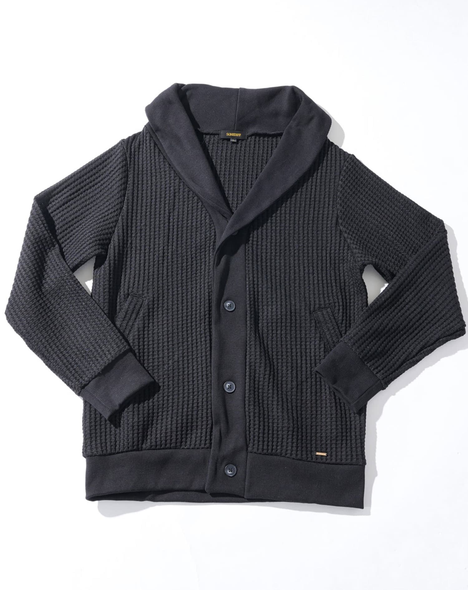 ワッフルショールカラーカーディガン