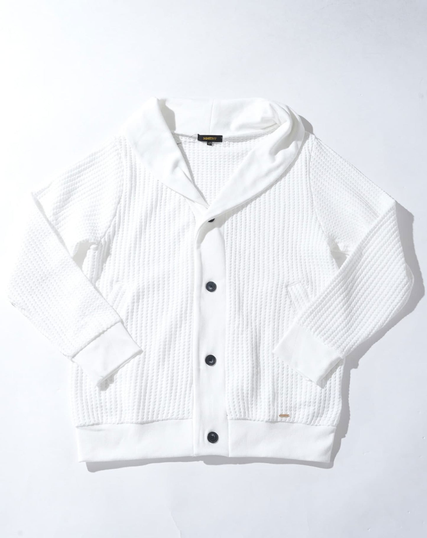 ワッフルショールカラーカーディガン